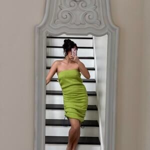 Kkco scrunch mini dress in color kelp NWOT